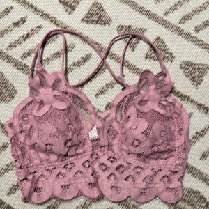 Zenana Outfitters Pink Lace Bralette Intimates